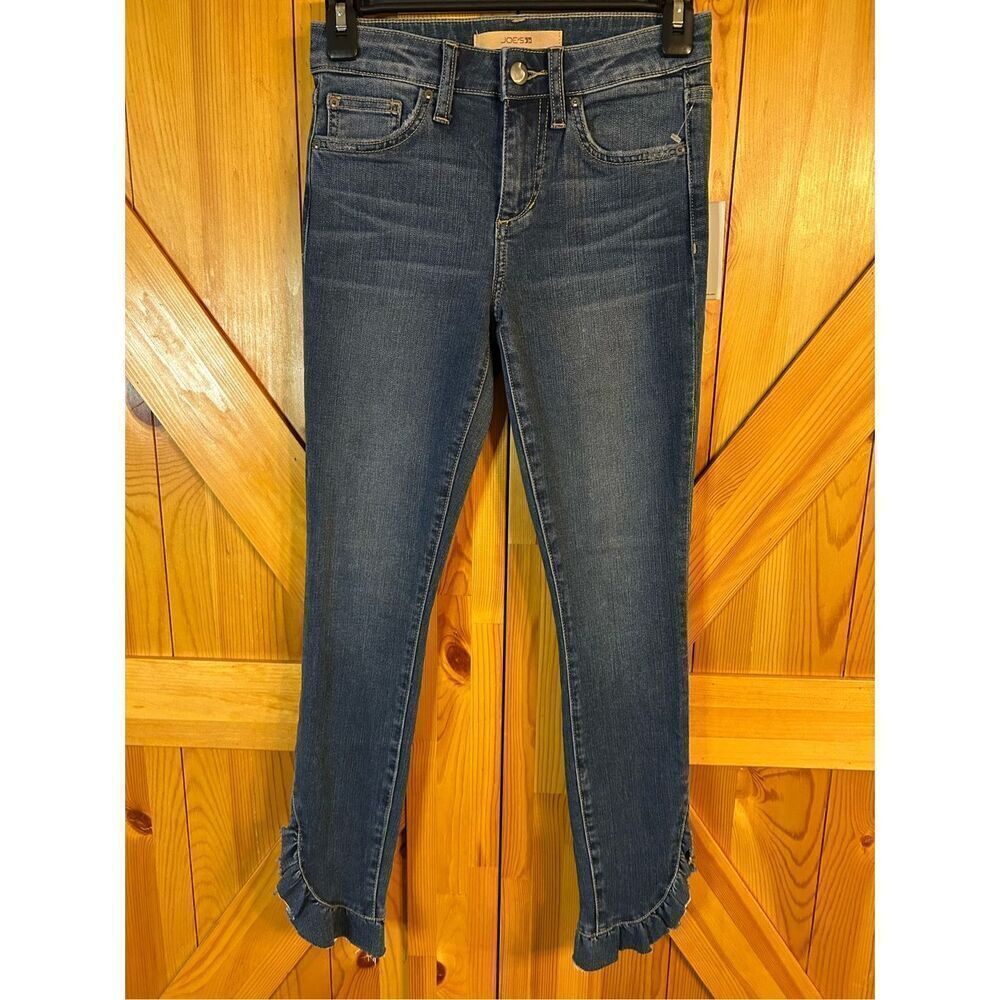 Joe’s Jeans Womens The Icon Mid Rise Skinny Ankle Raw Hem Distressed Size 24 nwt